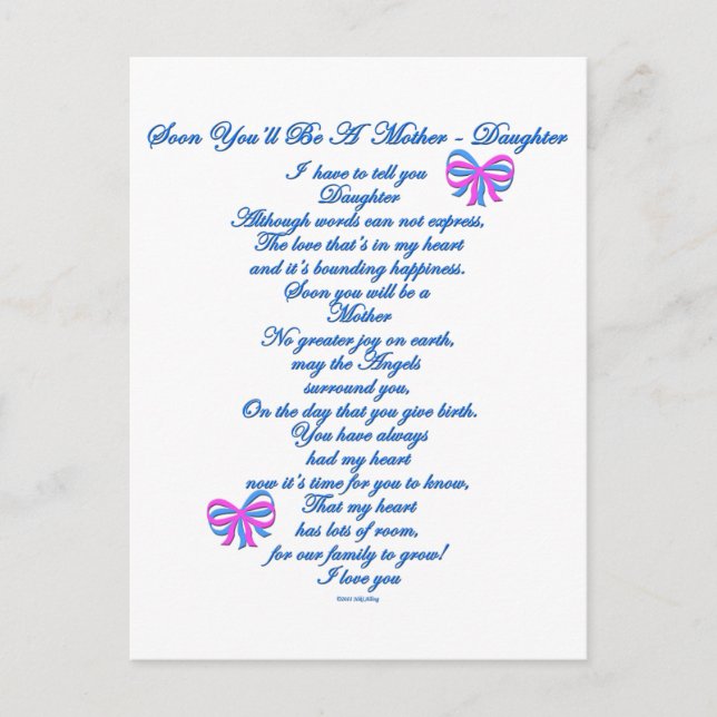 Daughter Expecting 1st Baby Postcard (Front)