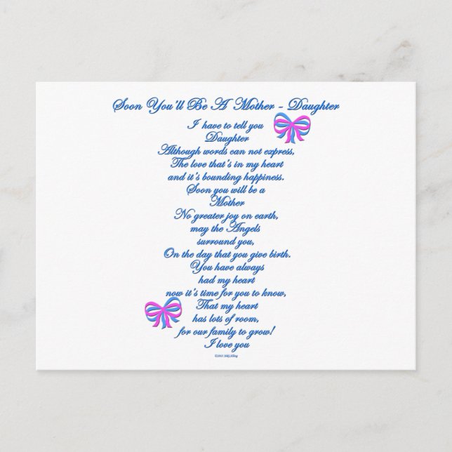 Daughter Expecting 1st Baby Postcard (Front)