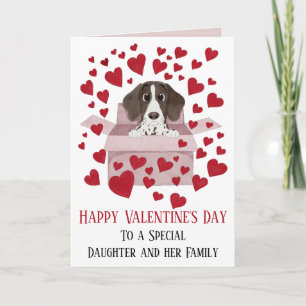 Daughter & Family  Puppy in Box Valentine Card