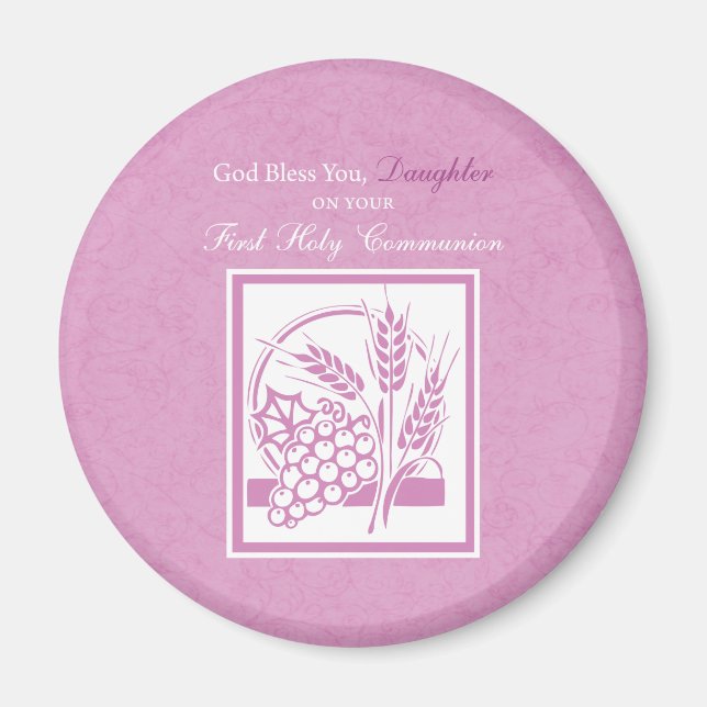 Daughter First Communion, Pink Magnet (Front)