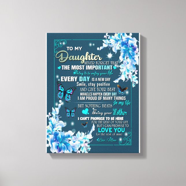 Daughter Gift | Letter To My Daughter From Mum Canvas Print (Front)