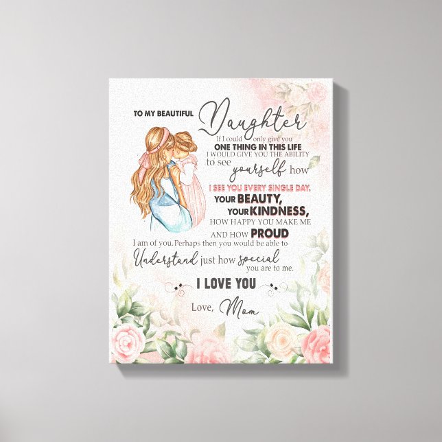 Daughter Gift | Letter To My Daughter From Mum Canvas Print (Front)