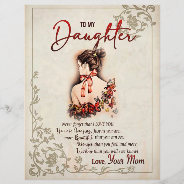 Daughter Gift | Letter To My Daughter From Mum Custom Letterhead (Front)