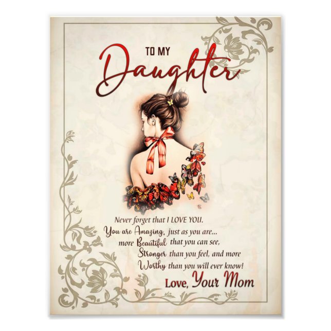Daughter Gift | Letter To My Daughter From Mum Photo Print (Front)