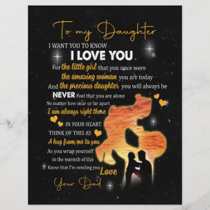 Daughter Gift  Letter To My Daughter Love From Dad Custom Letterhead