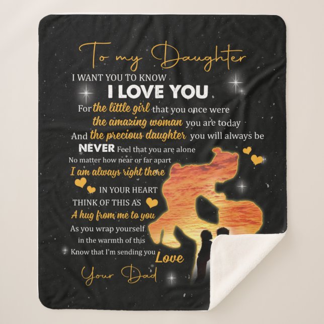 Daughter Gift |Letter To My Daughter Love From Dad Sherpa Blanket (Front)