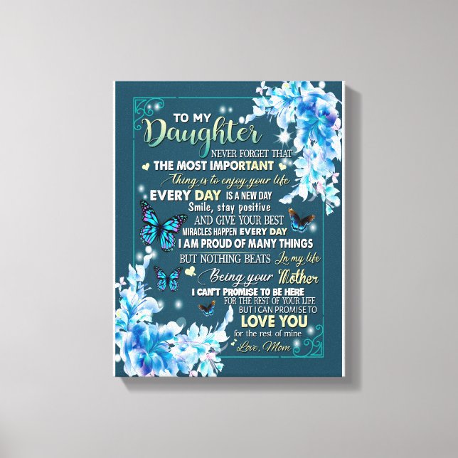 Daughter Gifts | Letter To My Daughter From Dad Canvas Print (Front)