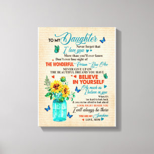 Daughter Gifts   Letter To My Daughter From Mum Canvas Print