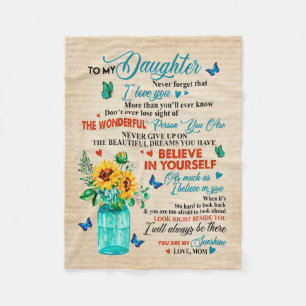 Daughter Gifts   Letter To My Daughter From Mum Fleece Blanket