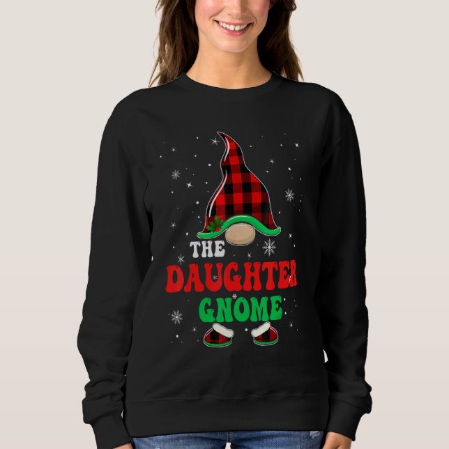 Daughter Gnome Buffalo Plaid Matching Christmas Gr Sweatshirt (Front)