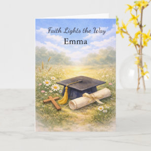 Daughter Graduation Faith Lights the Way Inspire Card