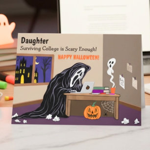 Daughter Grim Reaper Away at College Halloween Card