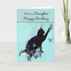 Daughter / Happy Birthday - Cat Silhouette Card
