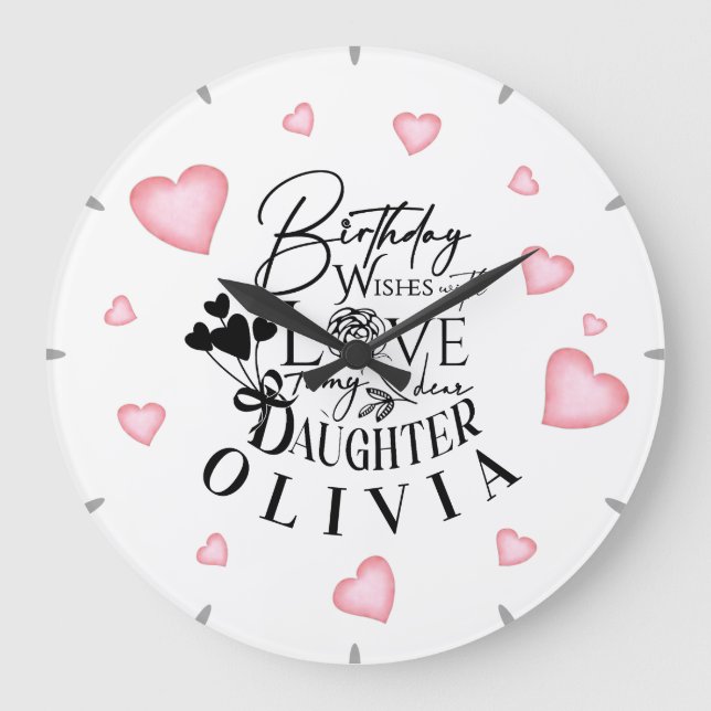 Daughter Happy Birthday  Large Clock (Front)