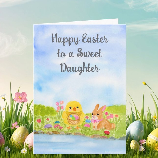 Daughter Happy Easter Baby Chick  Card (Creator Uploaded)