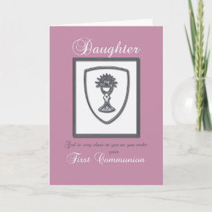 Daughter, Happy First Communion Card in Pink