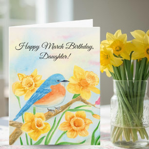 Daughter Happy March Birthday Blue Bird  Card