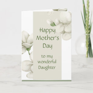 Daughter Happy Mother's Day White Flowers Floral Holiday Card