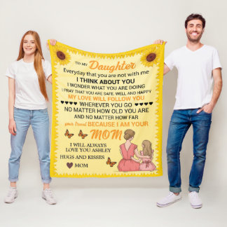Daughter Heartfelt Sunflowers Personalised Fleece Blanket