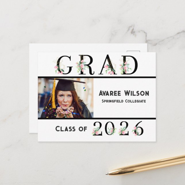 Daughter High School Graduation Postcard (Front/Back In Situ)