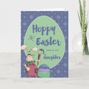 Daughter, Hoppy Easter Bunny Artist painting egg Holiday Card