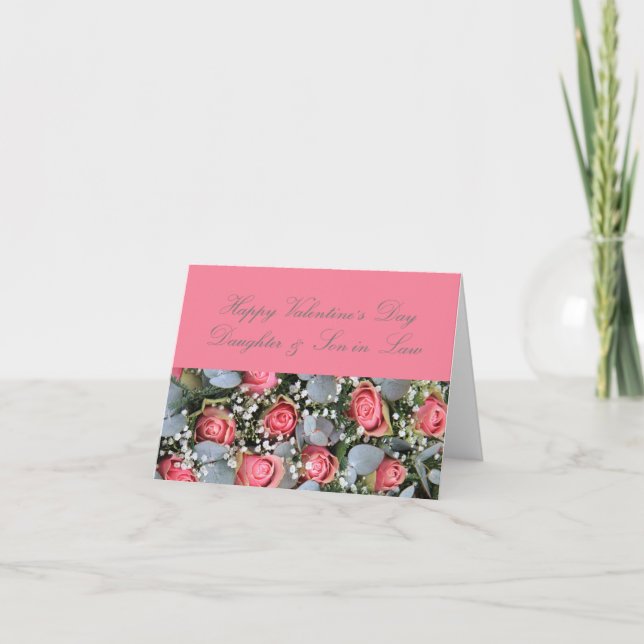 Daughter & Husband Happy Valentine's Day Roses Holiday Card (Front)