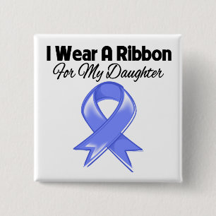 Daughter  - I Wear Periwinkle Ribbon 15 Cm Square Badge