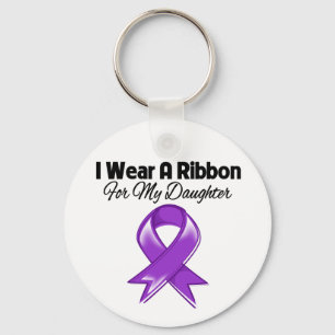 Daughter - I Wear Purple Ribbon Key Ring