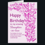 Daughter in Law Birthday Butterflies<br><div class="desc">A flurry of pink butterflies fills this birthday card for a daughter-in-law with joy. A crowd of butterflies soaring upwards to tell your daughter-in-law how wonderful she is. She is sure to love the sentiment in this heartfelt message.</div>