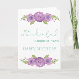 Daughter in law birthday card - Purple Flowers