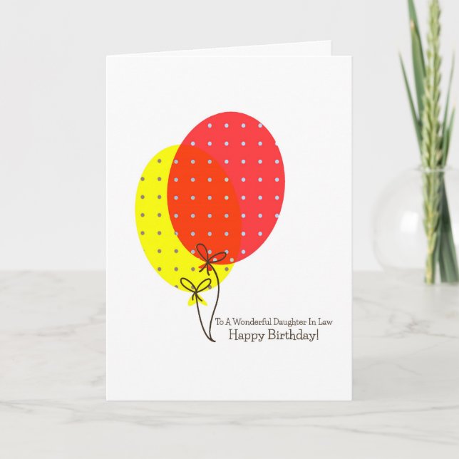 Daughter In Law Birthday Cards, Colourful Balloons Card (Front)