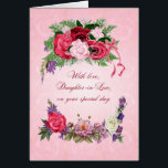 Daughter in Law Birthday Gorgeous Roses<br><div class="desc">This birthday card for a daughter-in-law has beautiful roses in full bloom. The pink background has pale pink roses showing through. A gorgeous,  traditional birthday card that will give real joy.</div>