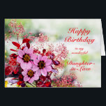Daughter in Law Birthday Pink Flowers<br><div class="desc">A birthday card for your daughter-in-law. Pink hellebore flowers,  also known as the christmas rose,  set against a background of red leaves from the cotinus shrub.</div>