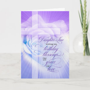 Daughter in Law Christian Birthday Purple Rose Card