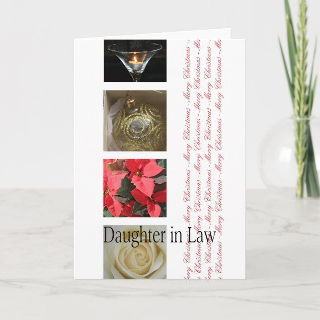 Daughter in Law Christmas red, black & white Holiday Card (Front)
