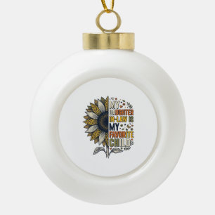 Daughter In Law Favourite Child Sunflower Vintage  Ceramic Ball Christmas Ornament