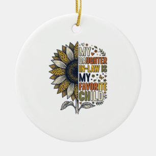 Daughter In Law Favourite Child Sunflower Vintage  Ceramic Tree Decoration