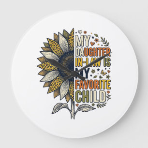 Daughter In Law Favourite Child Sunflower Vintage  Large Clock
