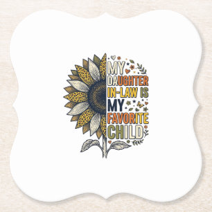 Daughter In Law Favourite Child Sunflower Vintage  Paper Coaster