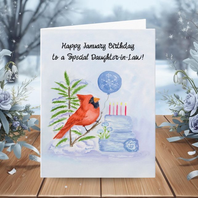 Daughter-in-Law Happy January Birthday Cardinal Card (Creator Uploaded)