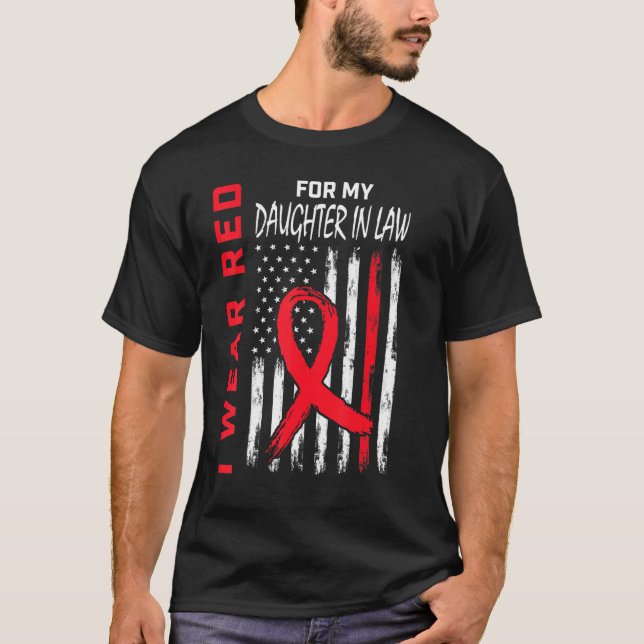 Daughter In Law Heart Disease Awareness Flag Match T-Shirt (Front)