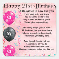 Daughter in Law Poem - 21st Birthday