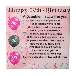 Daughter in Law Poem - 30th Birthday Tile