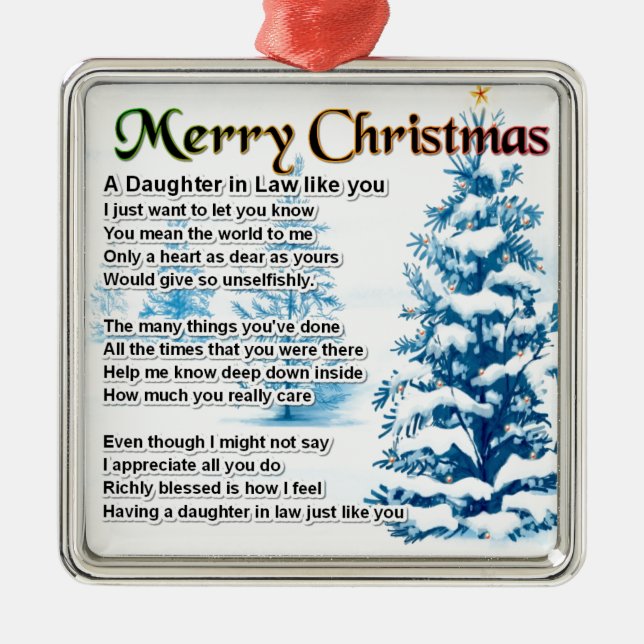 Daughter in Law Poem - Christmas Design Metal Tree Decoration (Front)