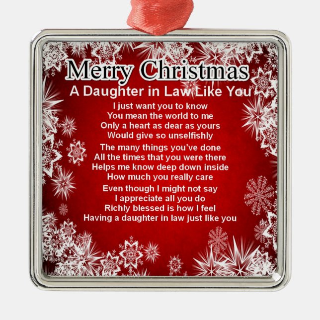 Daughter in Law Poem - Christmas Design Metal Tree Decoration (Front)