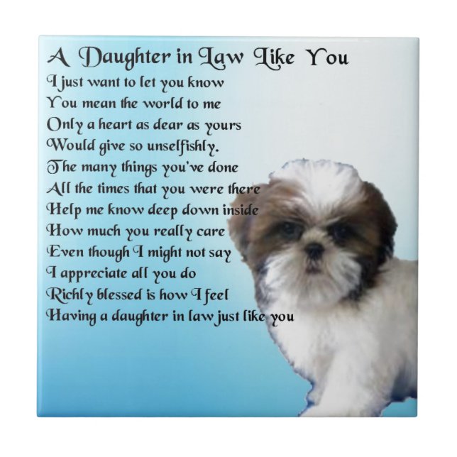 Daughter in Law Poem - Shih-Tzu Design Tile (Front)