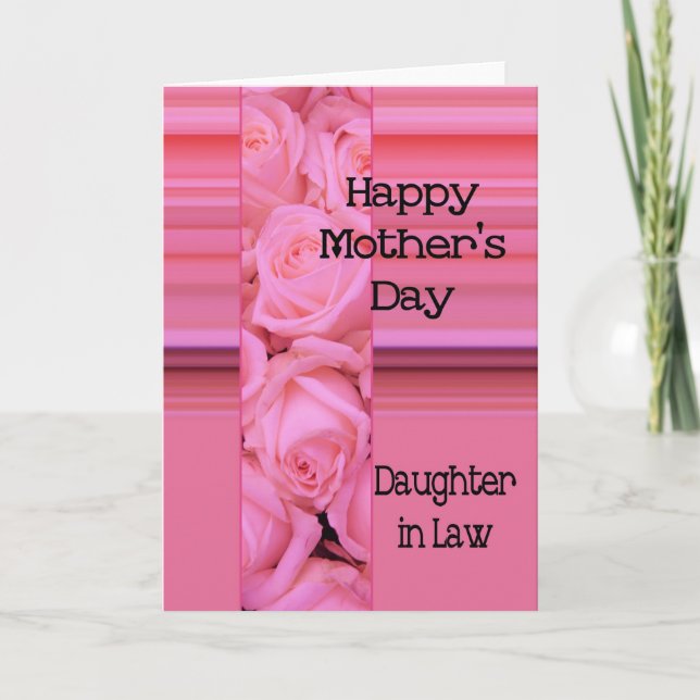 Daughter in Law Roses & stripes Mother's Day Card (Front)