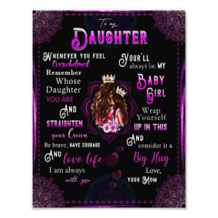 Daughter Lovers To My Daughter Love Mum Photo Print