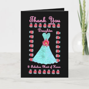 DAUGHTER Maid of Honour THANK YOU - Blue Gown Card