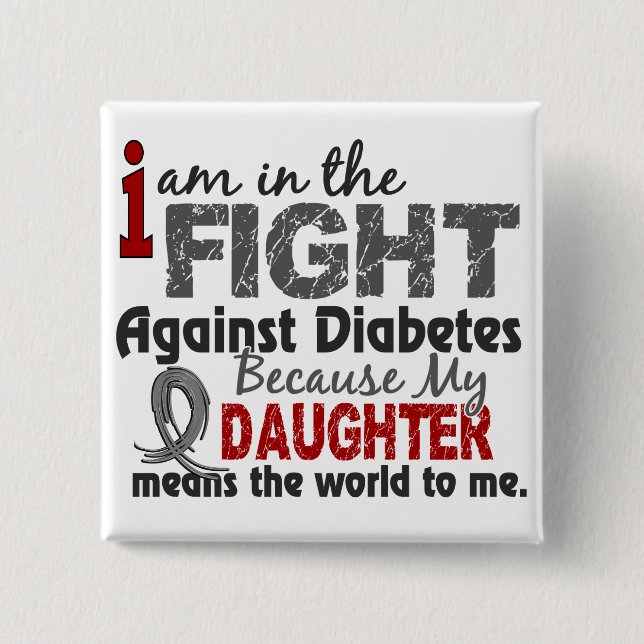 Daughter Means World To Me Diabetes 15 Cm Square Badge (Front)